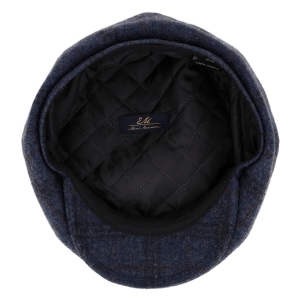 Kaszkiet wełniany w stylu Peaky Blinders - cyklistówka - kolor granatowy w kratę