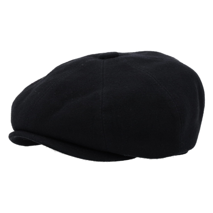 Kaszkiet wełniany w stylu Peaky Blinders - cyklistówka - kolor czarny gładki