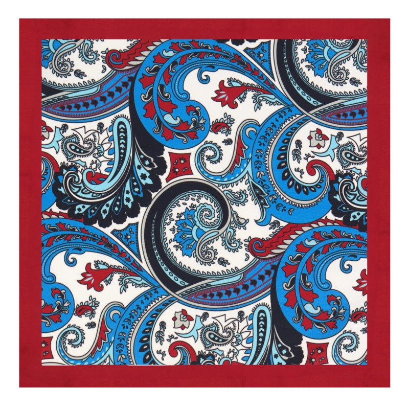 Poszetka kolorowa - czerwono niebieska w paisley i wzory