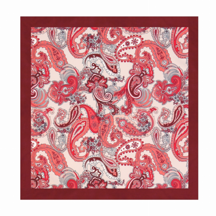 Poszetka klasyczna bordowo - różowa w paisley i wzory