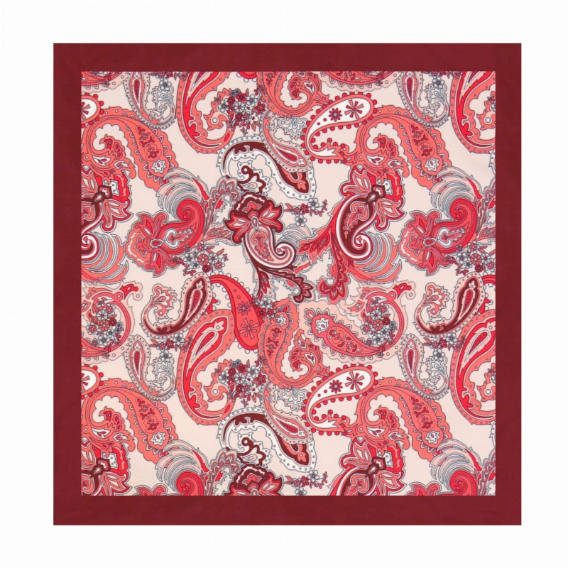 Poszetka klasyczna bordowo - różowa w paisley i wzory