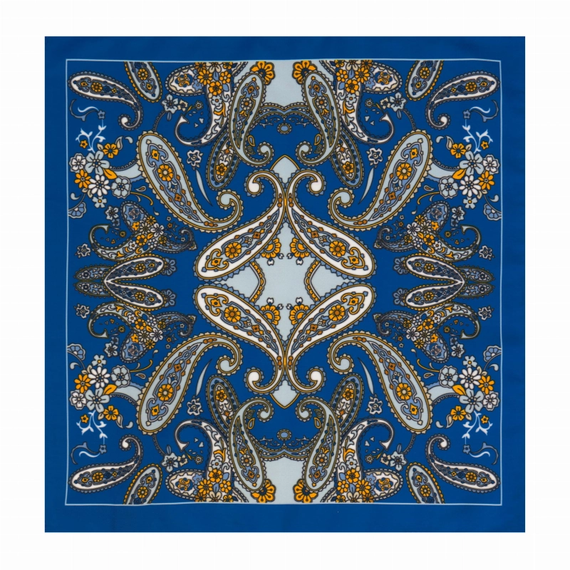 Poszetka klasyczna niebieska / granatowa w paisley i wzory