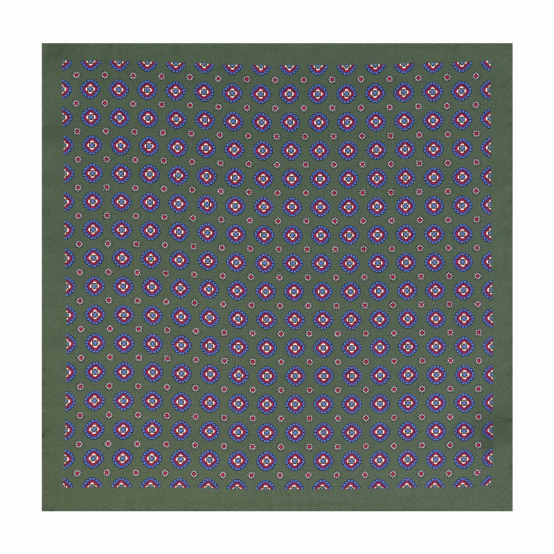 Poszetka jedwabna klasyczna bordow w kwiatki