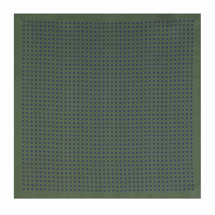 Poszetka jedwabna klasyczna zielona w mikrowzór / kwiatki