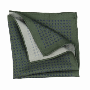 Poszetka jedwabna klasyczna zielona w mikrowzór / kwiatki