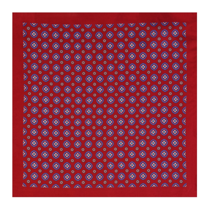 Poszetka jedwabna klasyczna czerwona w eleganckie wzory