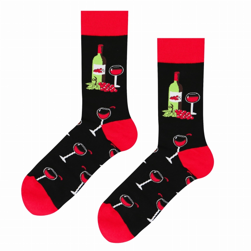 Skarpety kolorowe - czarne - wino