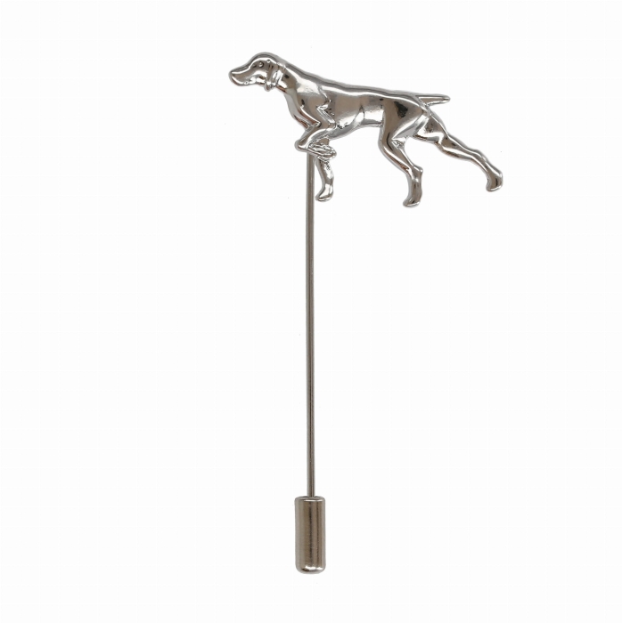 Szpilka do butonierki srebrna - pies / wyżeł