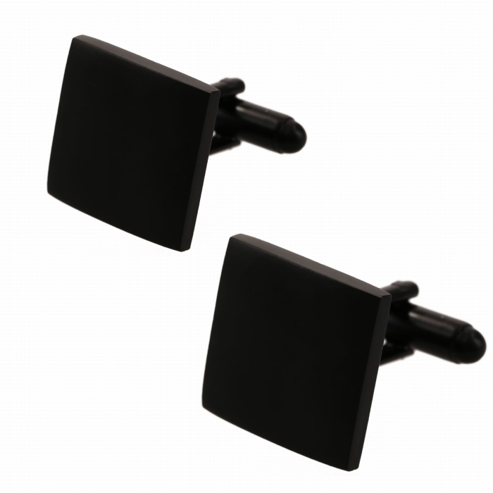 Spinki do mankietów klasyczne kwadratowe czarne gładkie