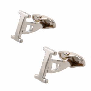 Spinki do mankietów klasyczne srebrne - litera I
