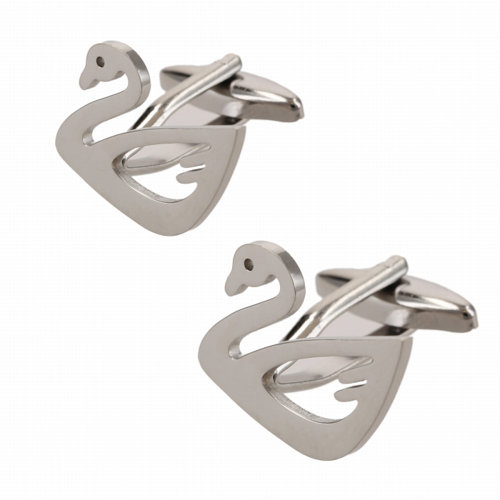 Spinki do mankietów tematyczne srebrne łabędzie