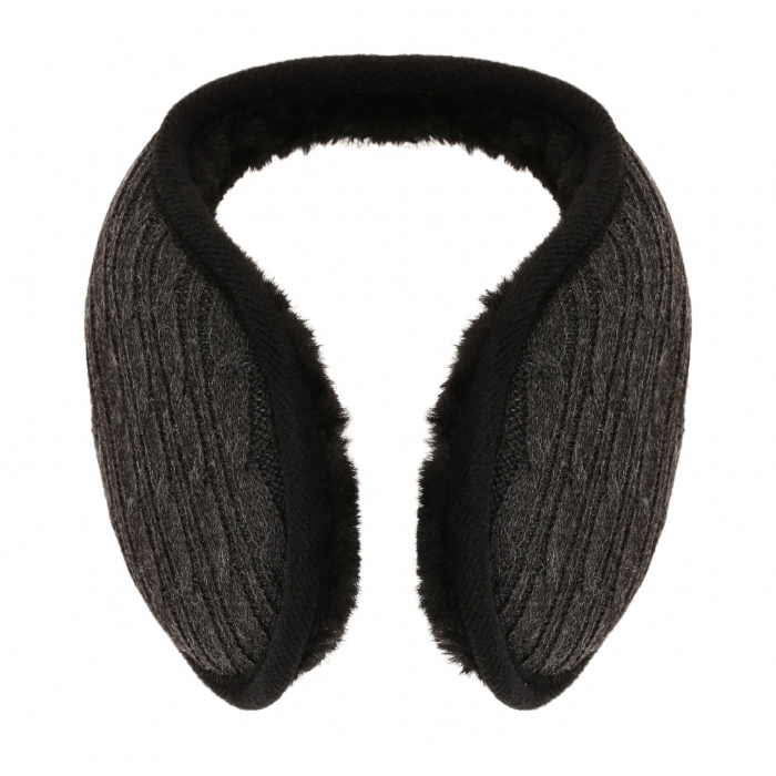Nauszniki zimowe ciemno-szare "sweterkowe" z ociepleniem EM
