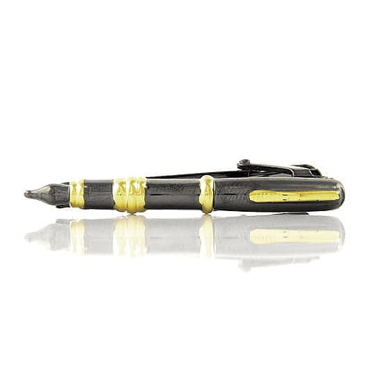 EM Men's Accessories spinka do krawatu pióro czarno-złota.jpg