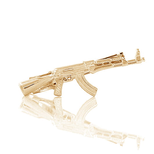 Spinka do krawata - pistolet kałasznikow - złota EM