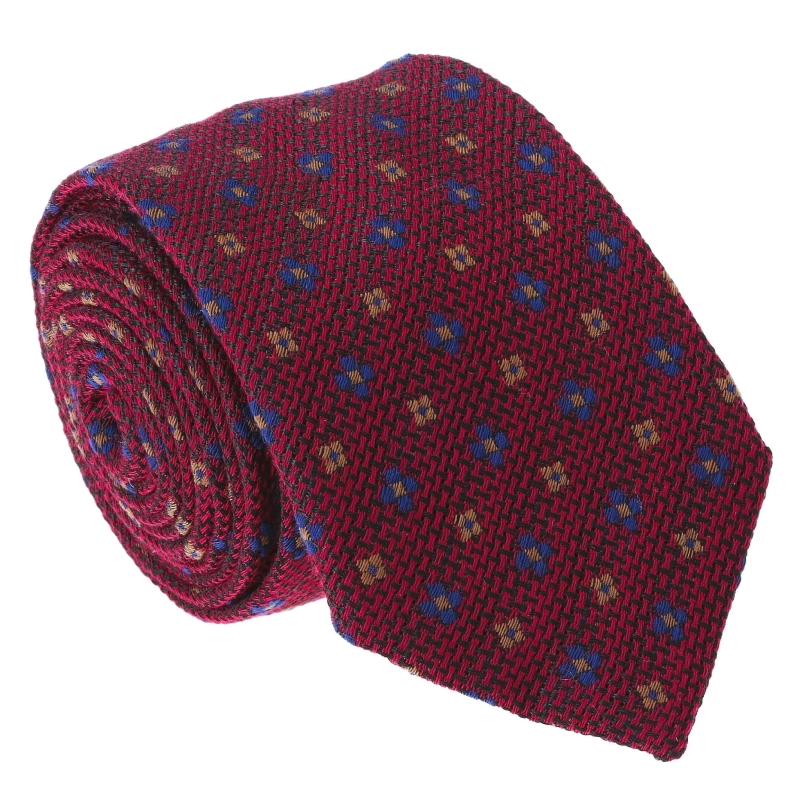 Krawat bawełniany bodowy w kwiatki - PREMIUM COLLECTION