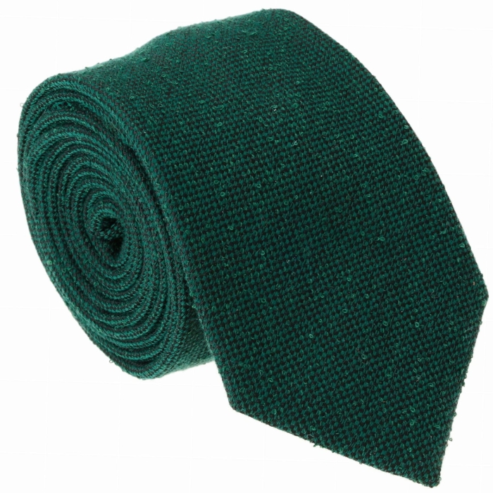 Krawat bawełniany zielony / butelkowa zieleń gładki - PREMIUM COLLECTION