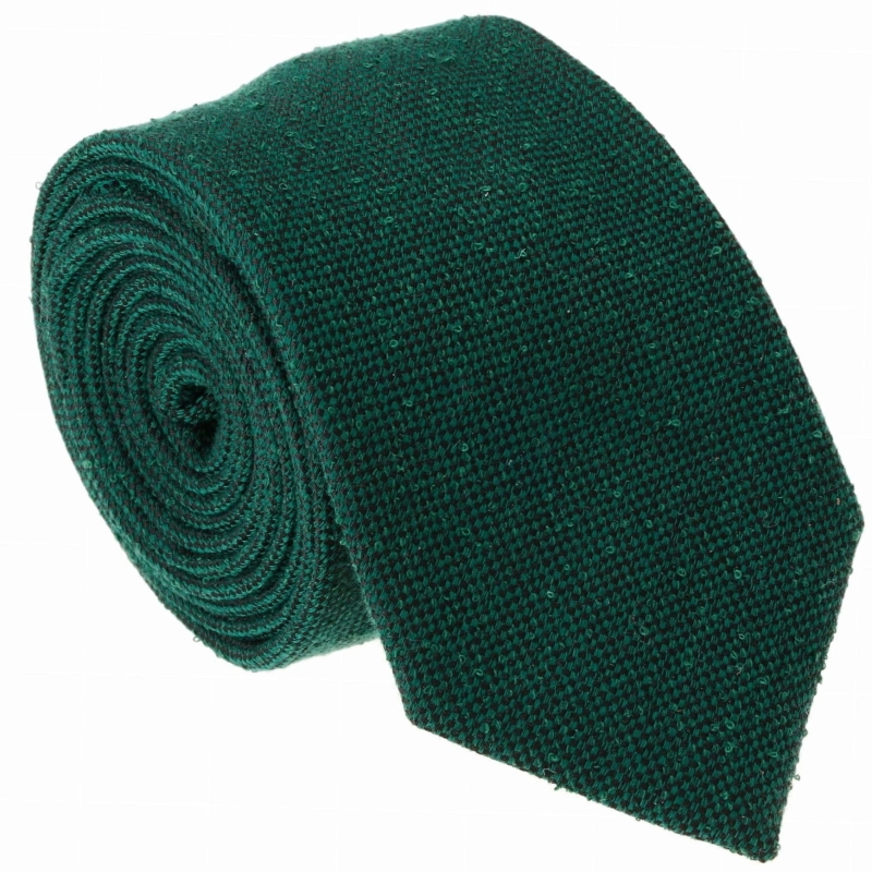 Krawat bawełniany zielony / butelkowa zieleń gładki - PREMIUM COLLECTION