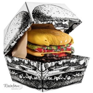 estaw prezentowy ze skarpetkami: skarpetki burger - fast food - 2 pary