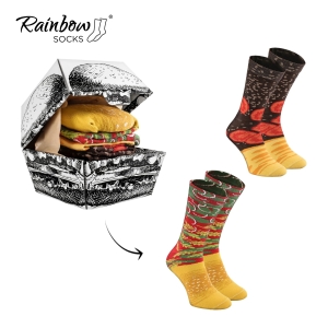 estaw prezentowy ze skarpetkami: skarpetki burger - fast food - 2 pary