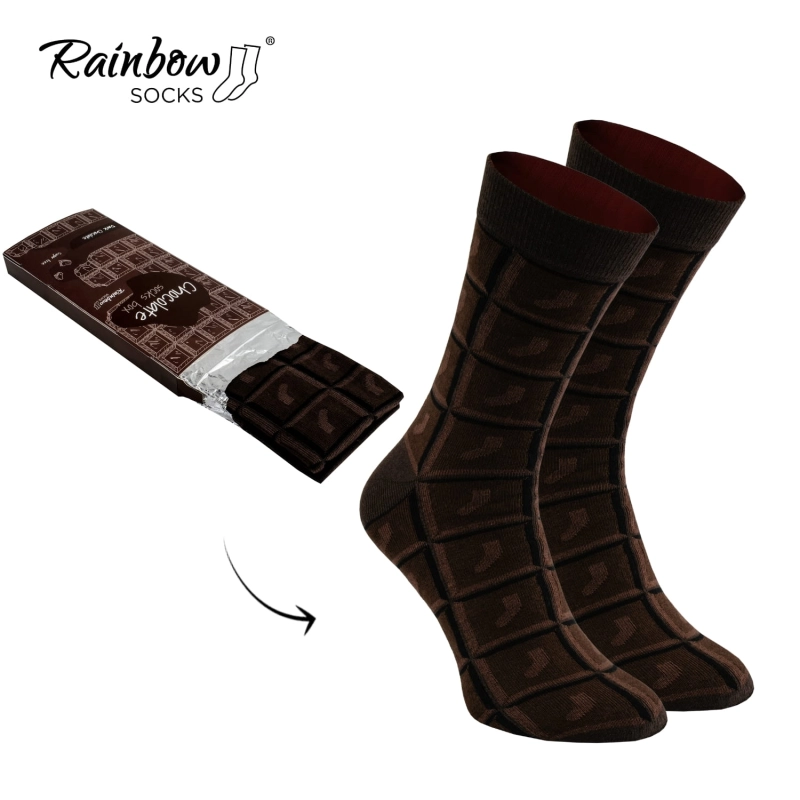 Zestaw prezentowy ze skarpetkami: skarpetki czekolada - słodycze - 1 para