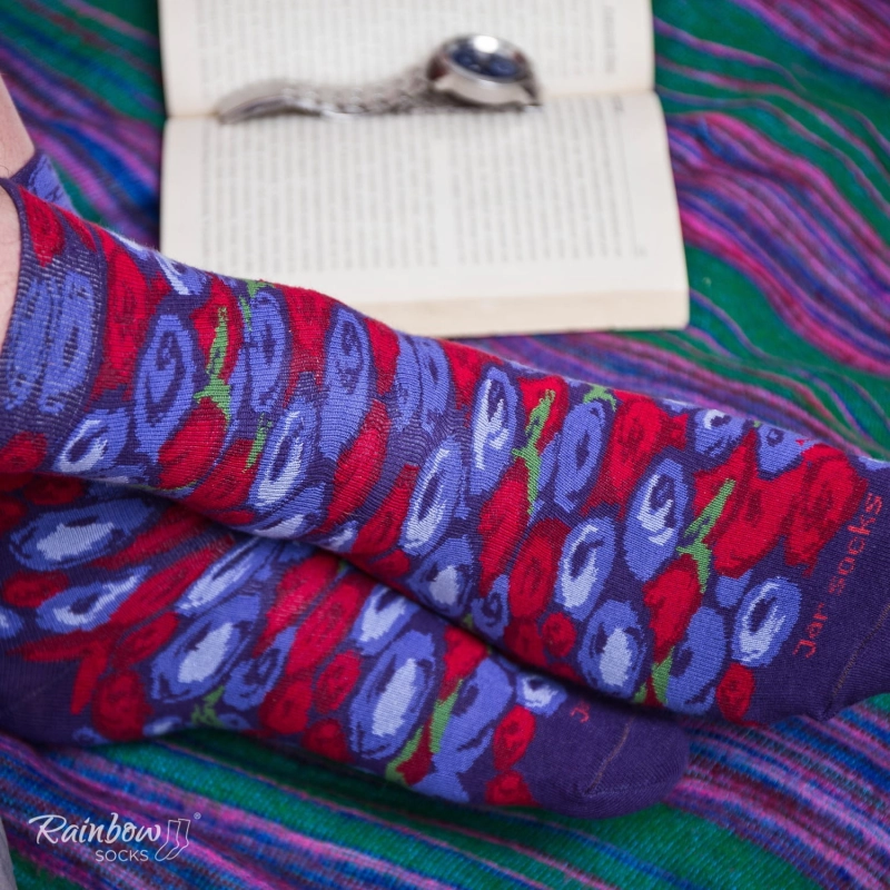 Zestaw prezentowy ze skarpetkami: skarpetki w słoiku - truskawki i borówki - 2 pary