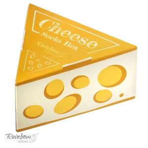 Zestaw prezentowy ze skarpetkami: skarpetki w pudełku - serowe - ser z dziurami