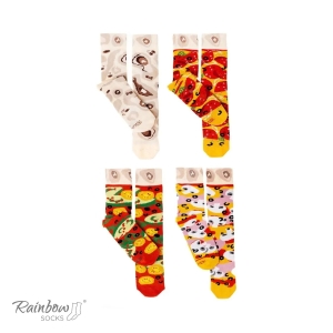 Zestaw prezentowy ze skarpetkami: skarpetki w pudełku - pizza - fast food - 4 pary