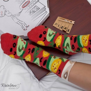 Zestaw prezentowy ze skarpetkami: skarpetki w pudełku - pizza - fast food - 4 pary