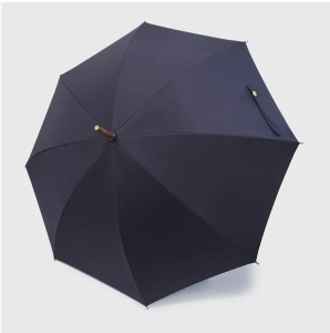 Parasol - długi - granatowy gładki - z rączką kaczki - 1129 - PREMIUM COLLECTION