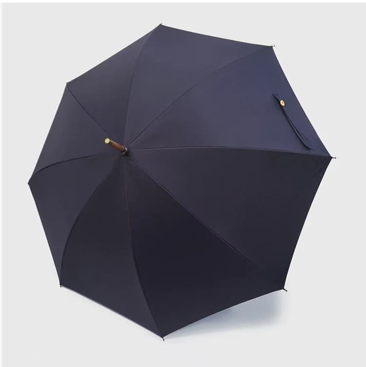 Parasol - długi - granatowy gładki - z rączką kaczki - 1129 - PREMIUM COLLECTION