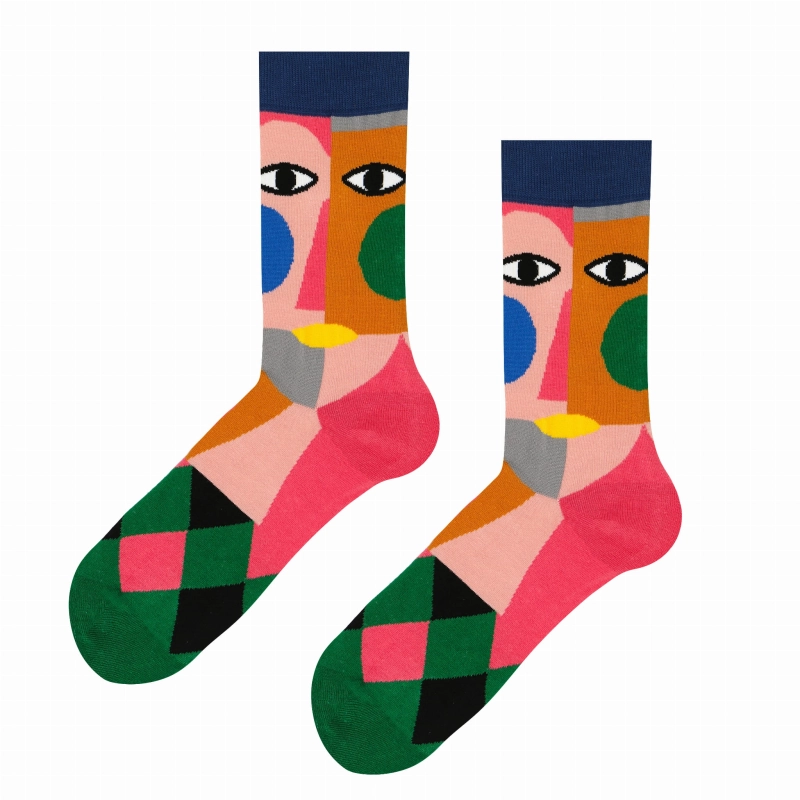 Skarpety kolorowe - wielokolorowe - w stylu Picasso