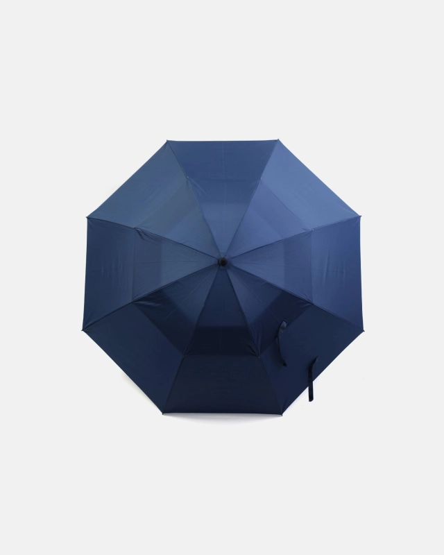 Parasol - długi - gładki - niebieski - z drewnianą rączką i podwójną czaszą - 1117 - PREMIUM COLLECTION parachase em mens accessories parasol premium