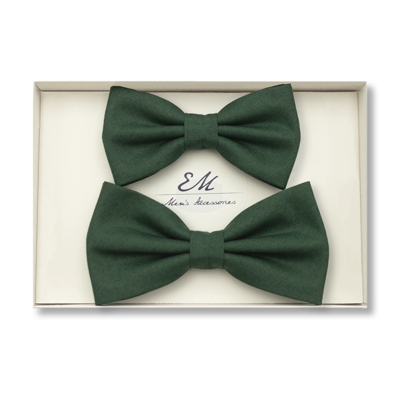 COTTON BOW SET DAD + 2 x SON bottle green smooth