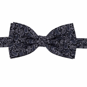 Zestaw prezentowy dla mężczyzny w kolorze granatowo-szarym: mucha + poszetka zapakowane w pudełko