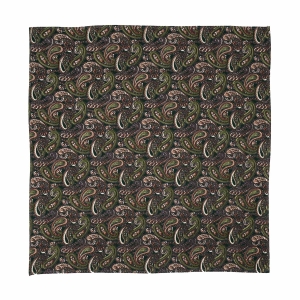 Zestaw prezentowy dla mężczyzny w kolorze zielonym / khaki w paisley: mucha + poszetka zapakowane w pudełko