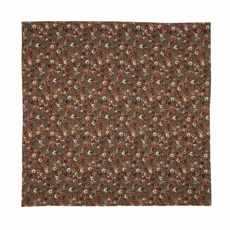 Poszetka bawełniana zielona w kwiatki