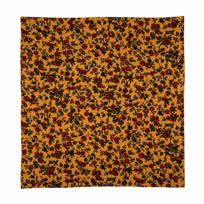 Poszetka bawełniana musztardowa w kwiatki