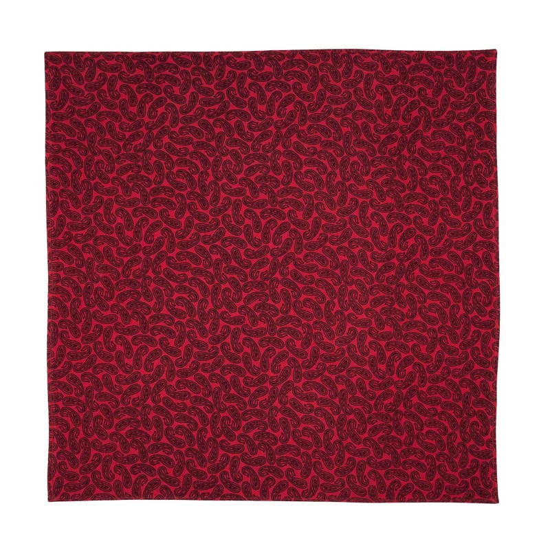 Poszetka bawełniana bordowa / czerwona w paisley