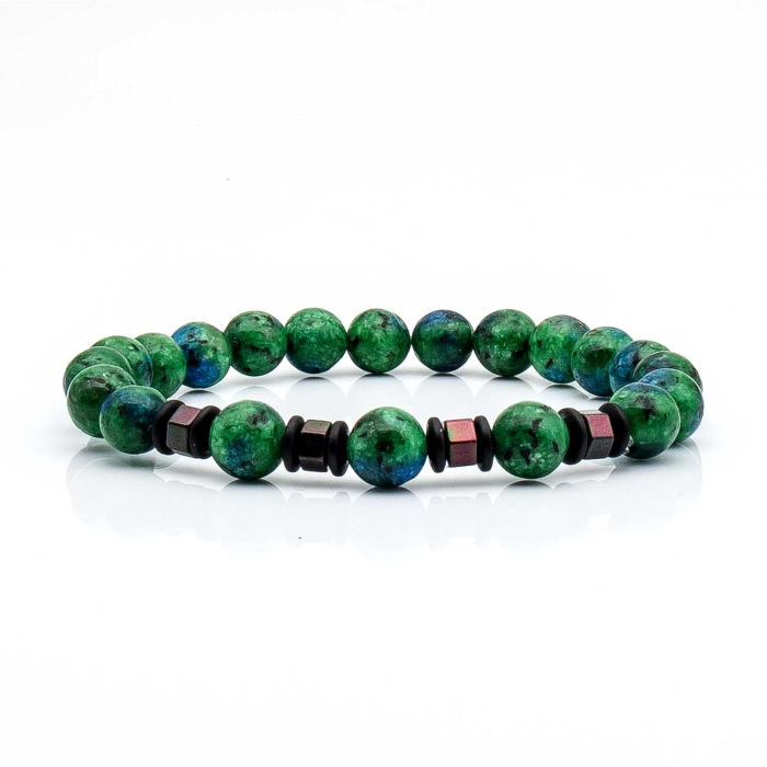 Bransoletka zielona - koraliki - kamienie naturalne jaspis