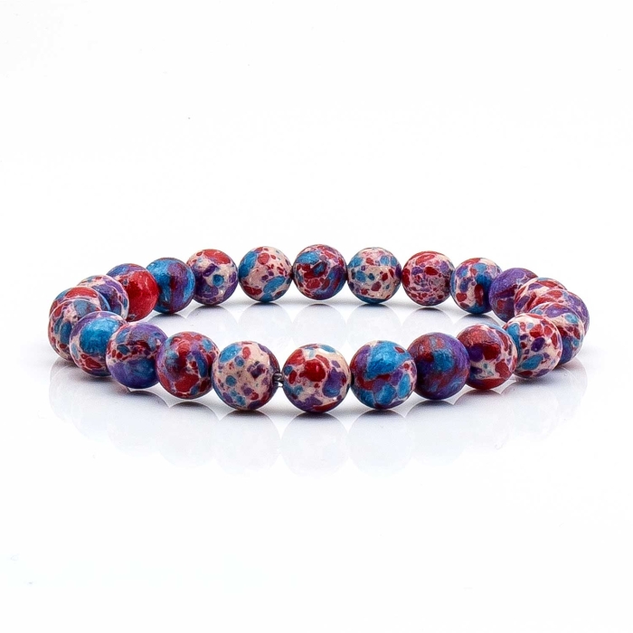 Bransoletka czerwona / kolorowa - koraliki - kamienie naturalne jaspis