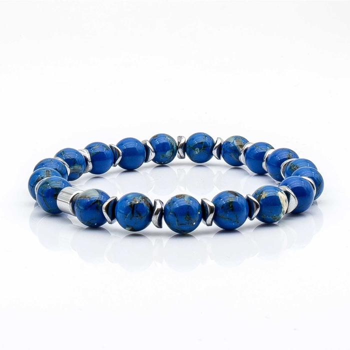 Bransoletka niebieska - koraliki - kamienie naturalne agat