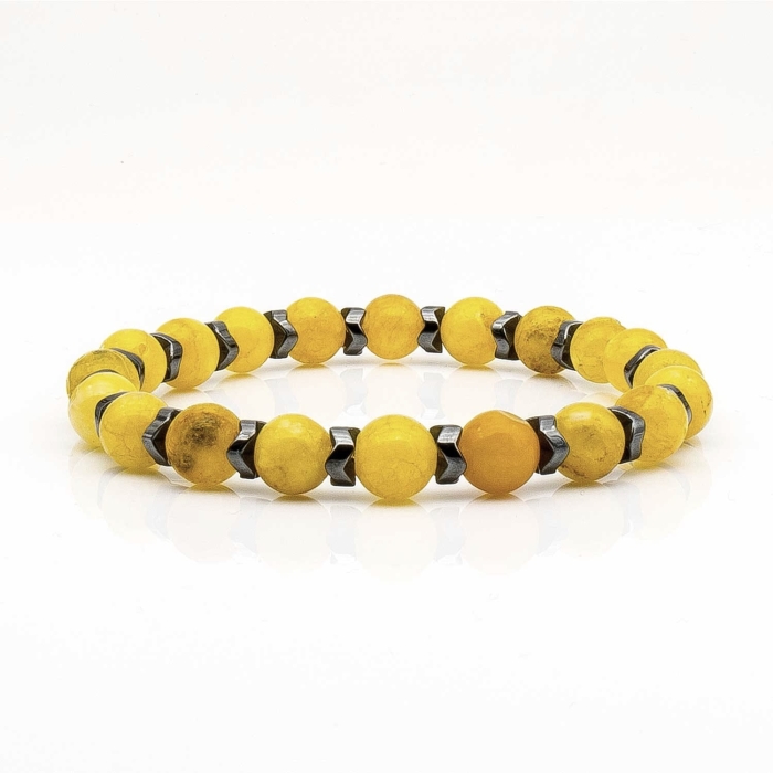 Bransoletka żółta - koraliki - kamienie naturalne jadeit