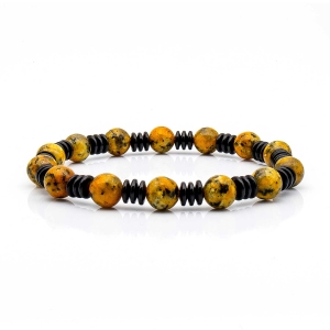 Bransoletka beżowo-pomarańczowa koraliki - kamienie naturalne agat