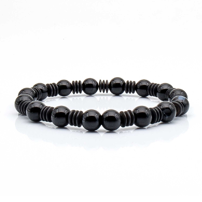 Bransoletka czarna koraliki - kamienie naturalne onyks czarny