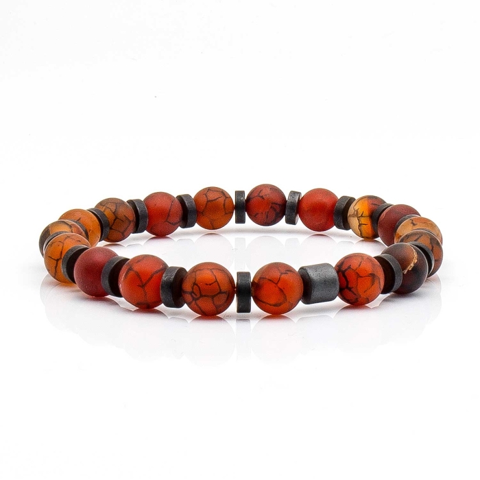 Bransoletka czerwona koraliki - kamienie naturalne agat smoczy