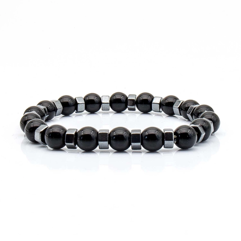 Bransoletka czarna koraliki - kamienie naturalne hematyt