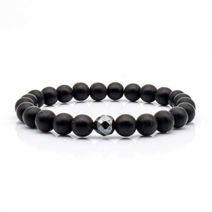 Bransoletka czarna koraliki - kamienie naturalne onyks czarny