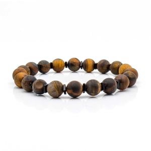 Bransoletka brązowa koraliki - kamienie naturalne tygrysie oko