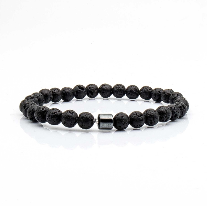 Bransoletka czarna koraliki - kamienie naturalne lawa wulkaniczna