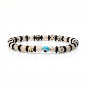 Bransoletka biała / przezroczysta koraliki - kamienie naturalne kwarc EM